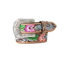 Angel Ranch Girl Youth Belt  Hand Tooled and Hand Painted D130003497
