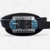 KLW Women's Sara Black Belt with Turquoise stones L1993