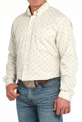 Cinch Mens Long Sleeve Rooster Print Button Down MTW1105933