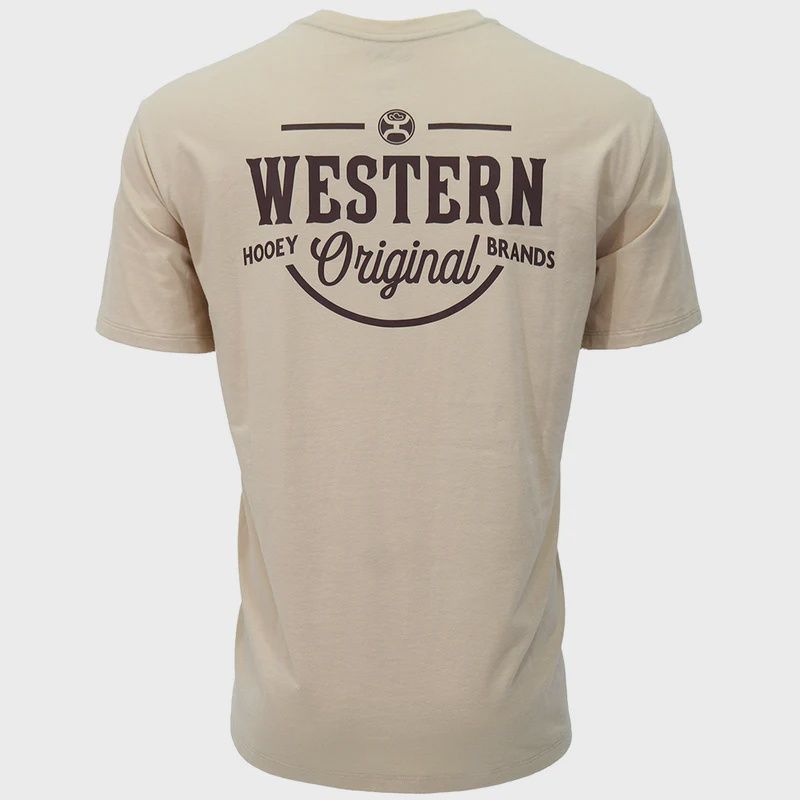 Hooey Western OG Men's Tan Crew Neck Short Sleeve T-shirt With Rust Logo On back-HT1711TN