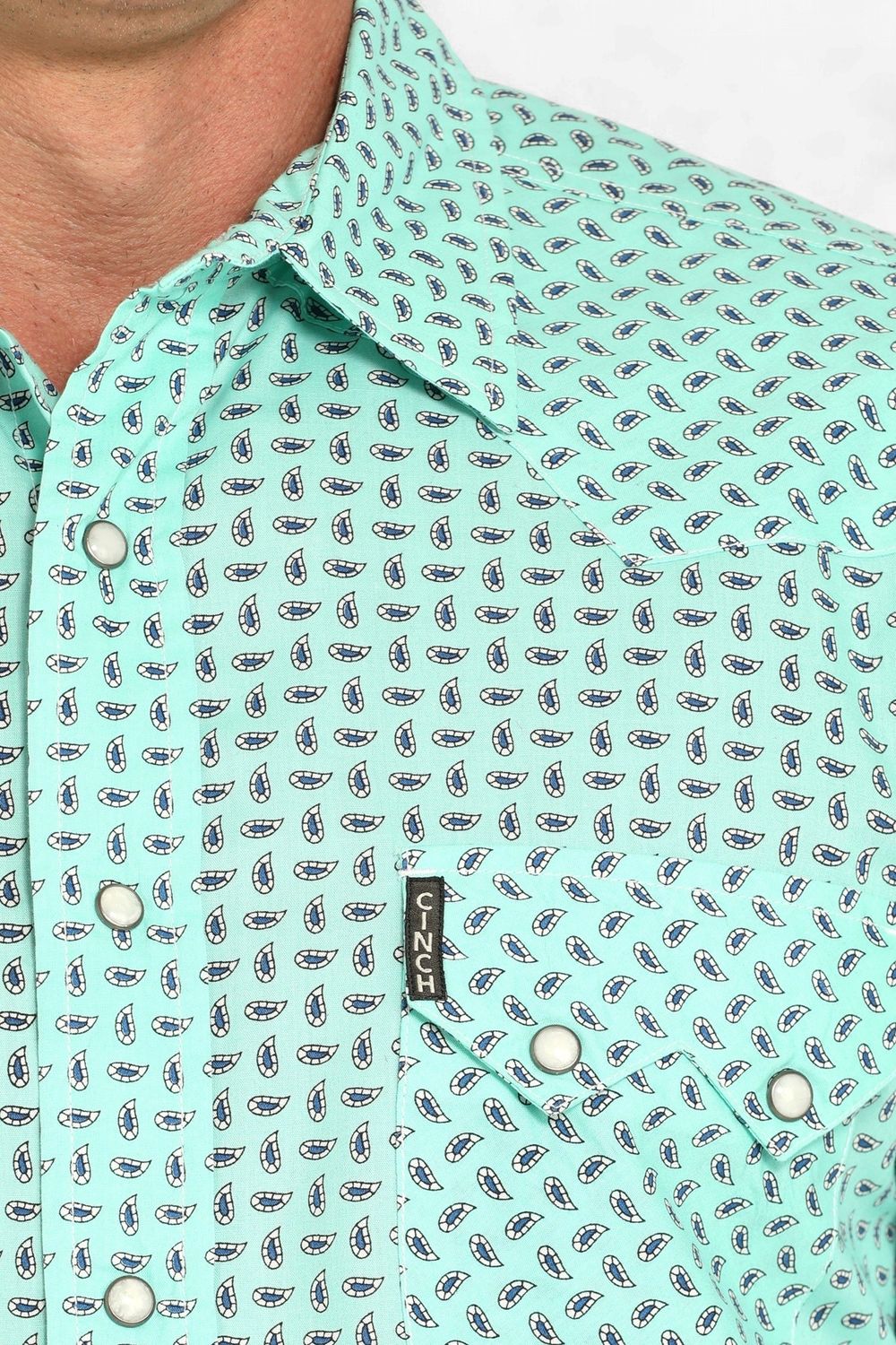 Cinch Men's Turquoise Long Sleeve Button Up Shirt MTW1301085