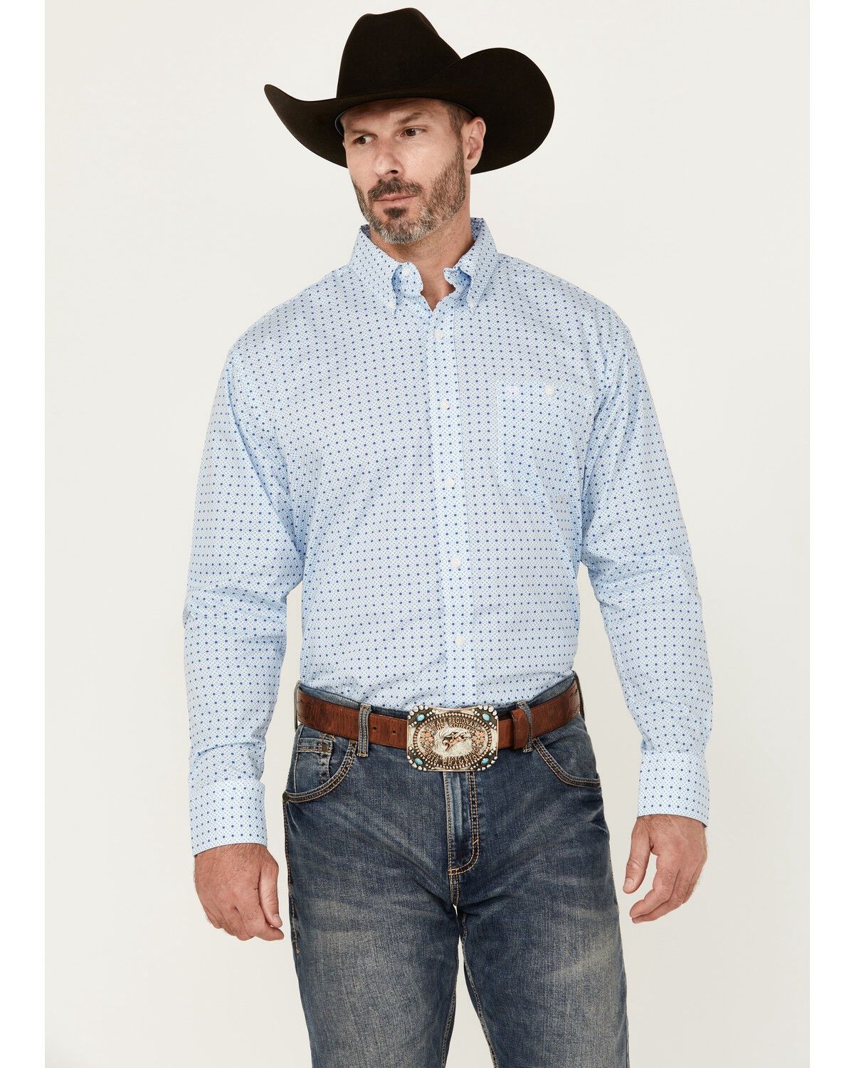 Wrangler Classic Relaxed Blue Print - Mens Shirt 112359450