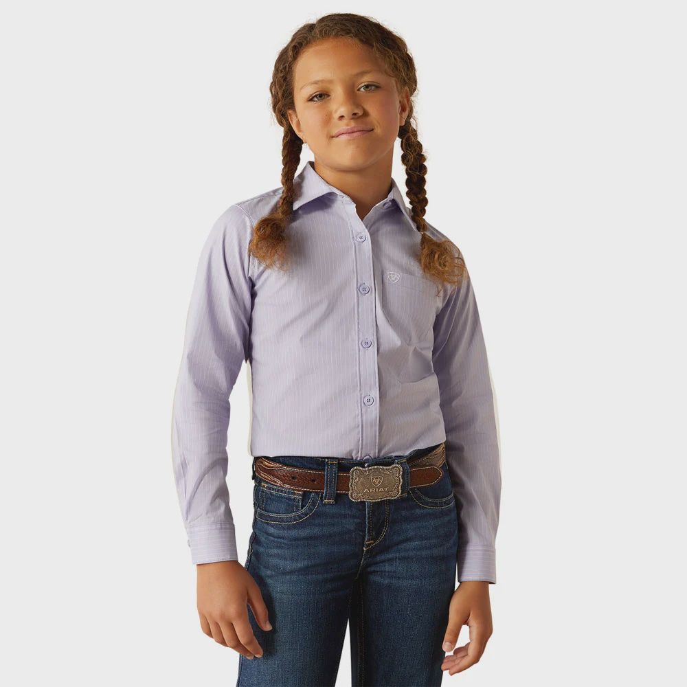 ARIAT Girls Lavender Stripe Kirby Shirt 10054599