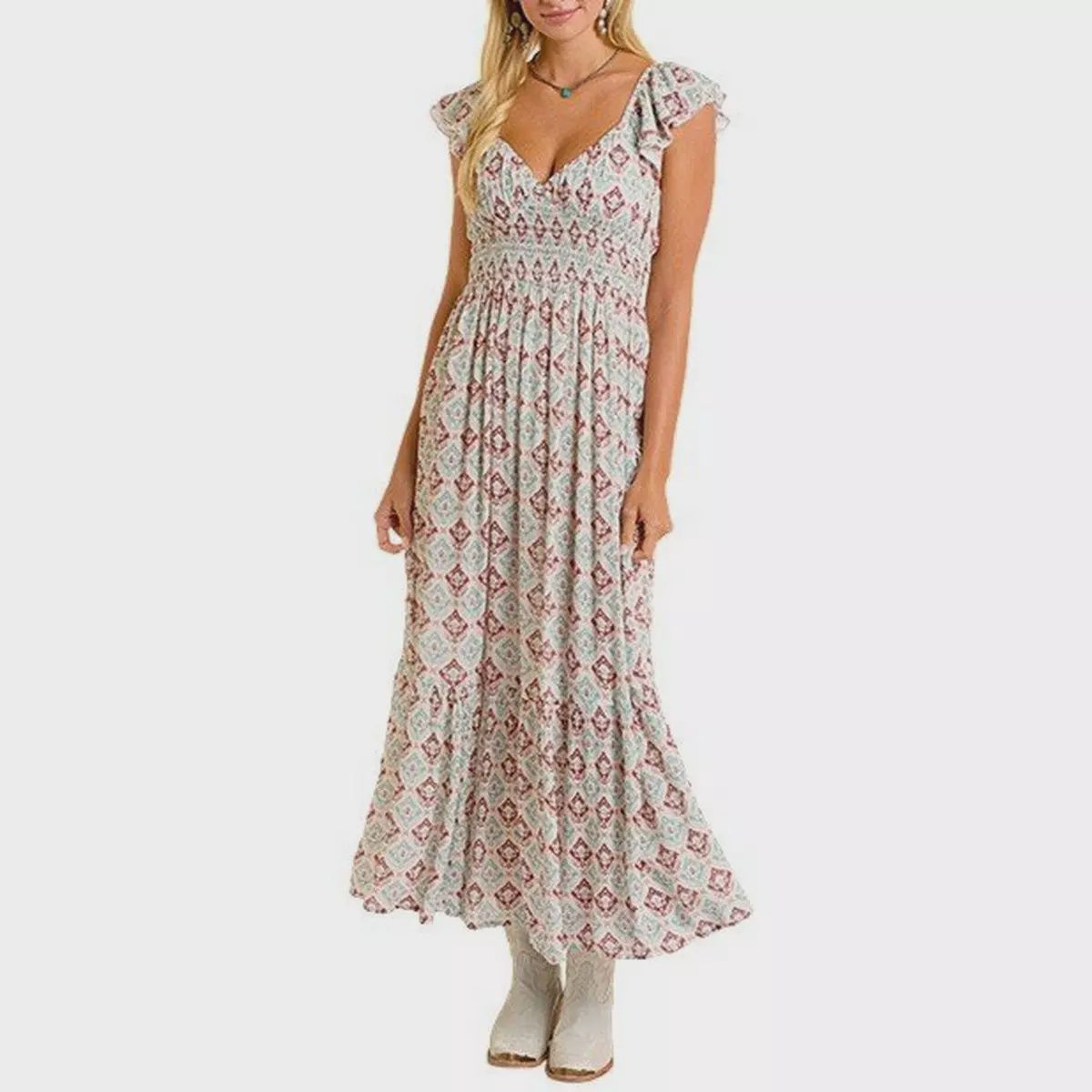 Rock&amp;Roll Denim Women's Printed Maxi Dress BWD0R06285