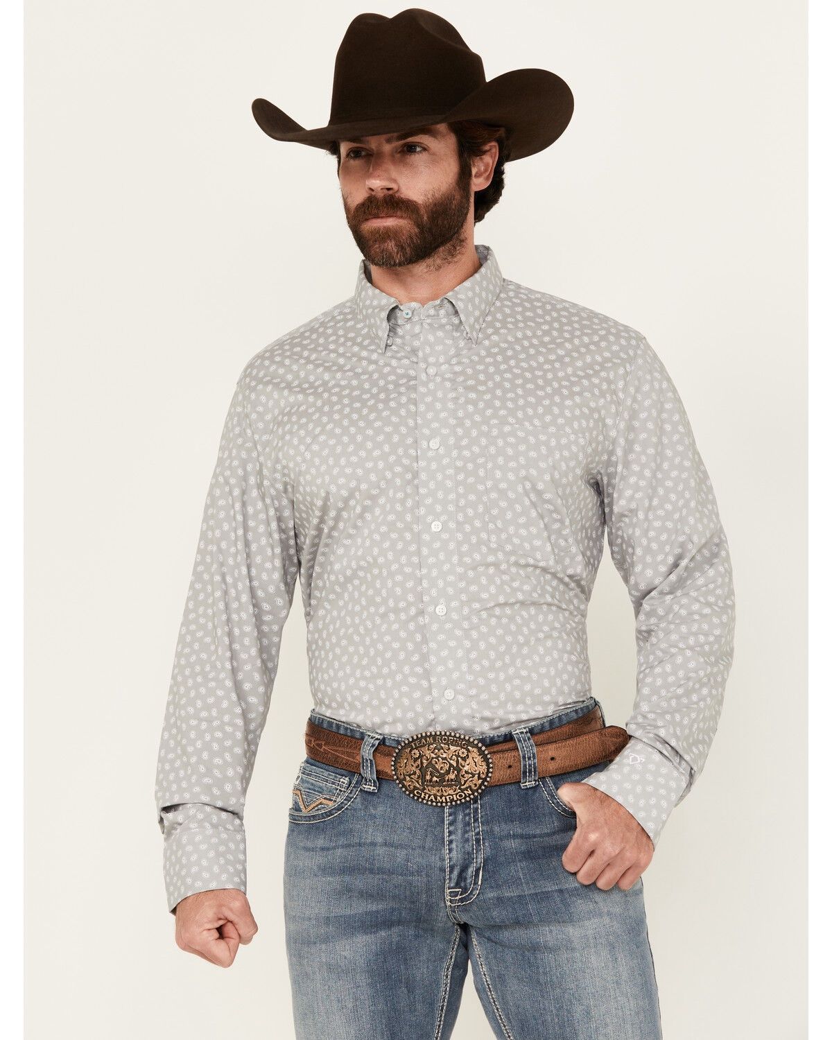 Wrangler Cojo Grey Paisley Button Down 112359681