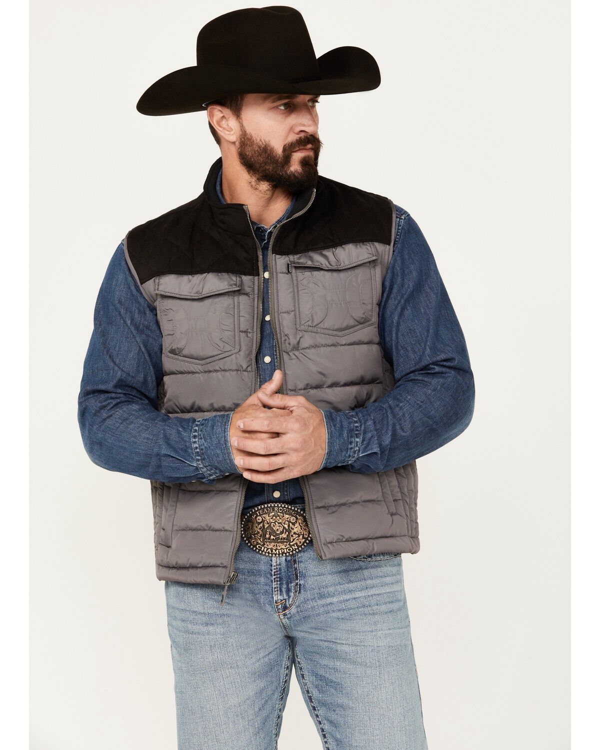 Hooey Men's Vest: HV09GYCH