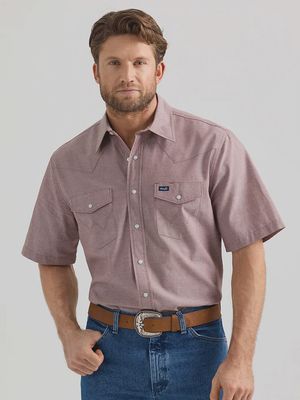 Wrangler Mens Short Sleeve Brown Work Shirt 112359545