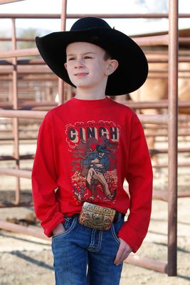 Cinch Youth Boy LS Tee: MTK7630019 Red