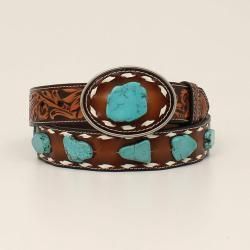Angel Ranch Ladies Belt Sunflowers Turquoise Stones D140002202