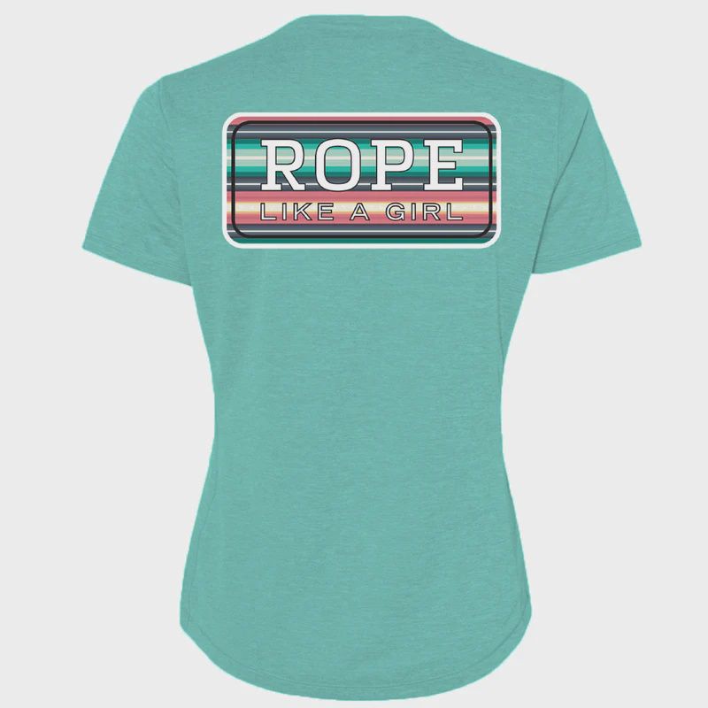 Hooey Ladies "Bodega" Turquoise Heather w/Teal &amp; Peach T-shirtHT1677TQ