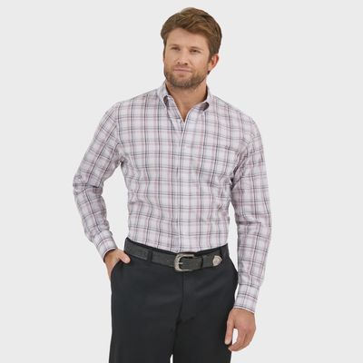 Wrangler Men's Long Sleeve Light Plaid Button Up 112359497
