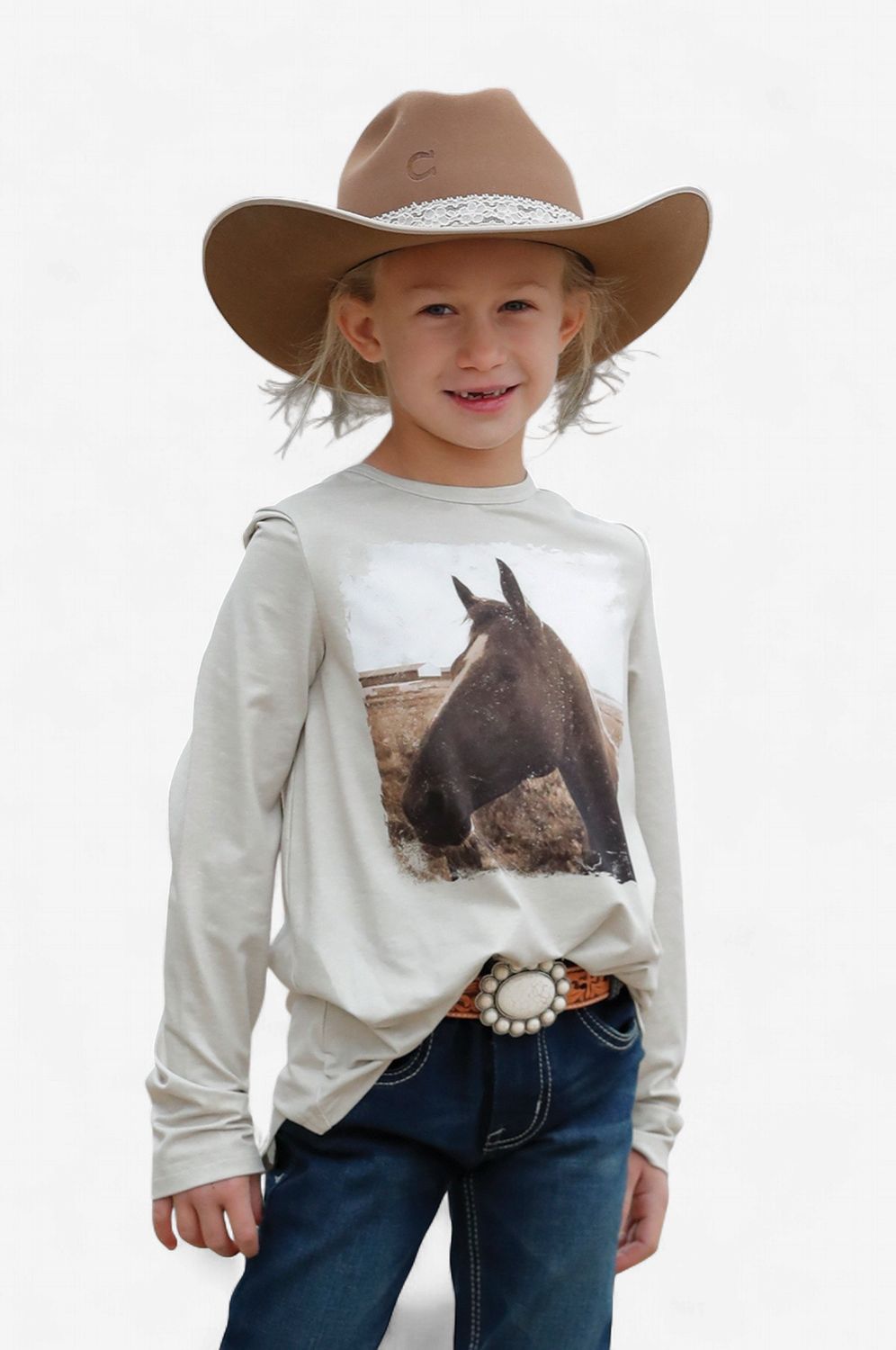 Cinch Children's Girls Long Sleeve Tee Horse CTK8730004