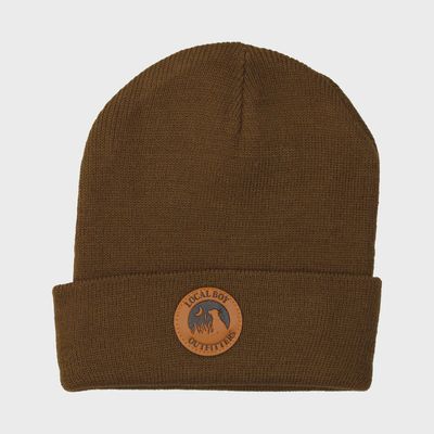 Local Boy Men's Leather Label Beanie Coffee L3000130