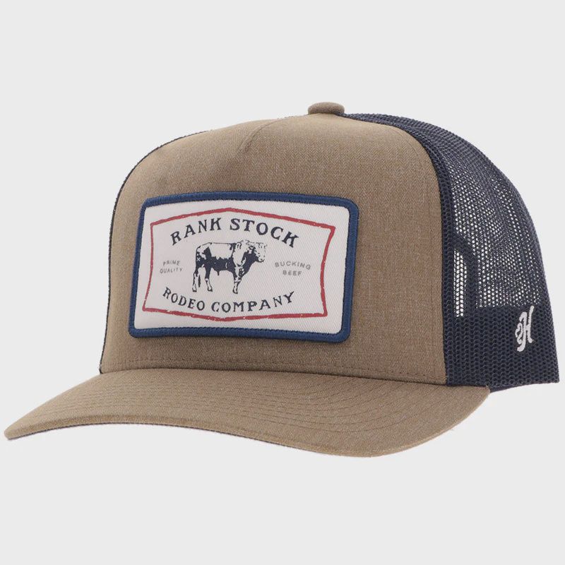 Hooey Rank Stock Tan/Navy Trucker Hat-2561T-TNNV