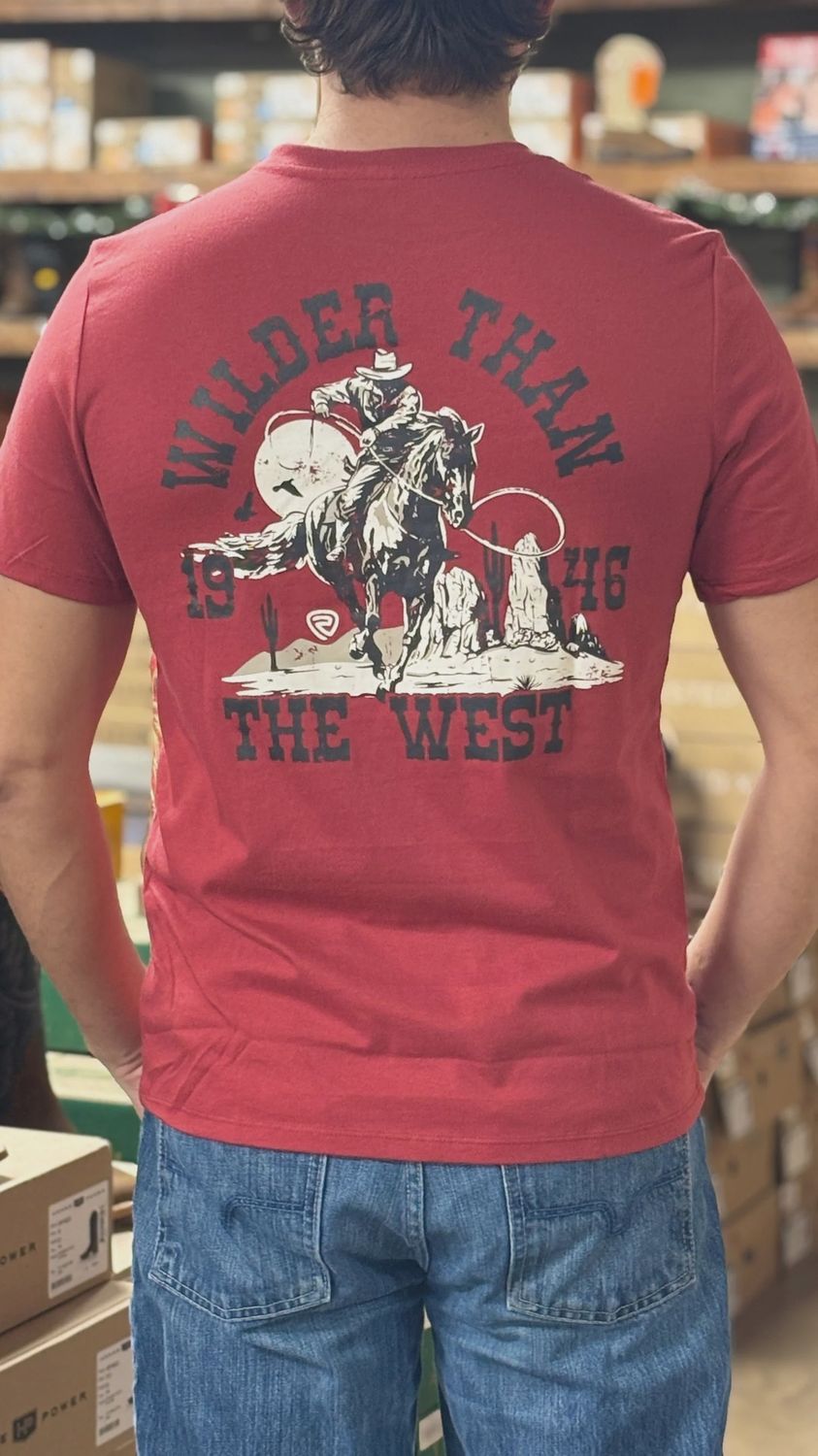 Rock&amp;Roll Denim Mans Scarlet RR Bronco Rider Graphic Tee BU21T07851