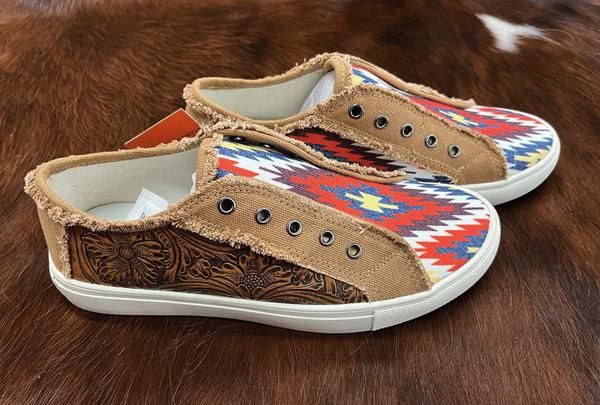 Montana West Womens Aztec Print No-Lace Tan S041BR