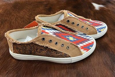 Montana West Womens Aztec Print No-Lace Tan S041BR