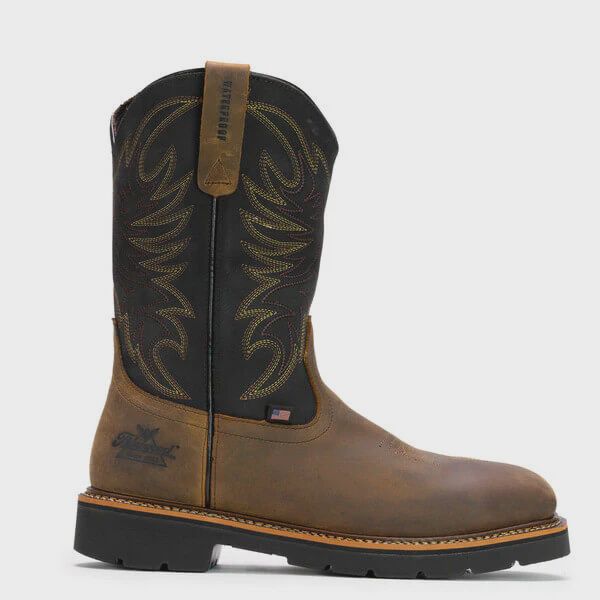 Thorogood Men's Western Work - 11" Crazy Horse Black Safety Toe - Waterproof Wellington 804-4330
