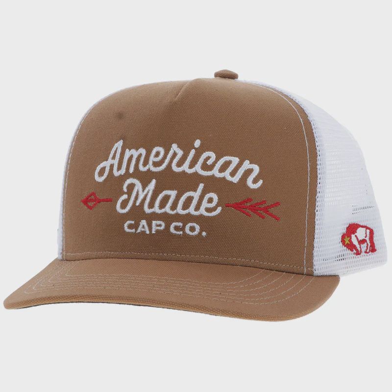 Hooey Mens AMCC Tan and White 5 Panel Trucker Hat 9761T TNWH