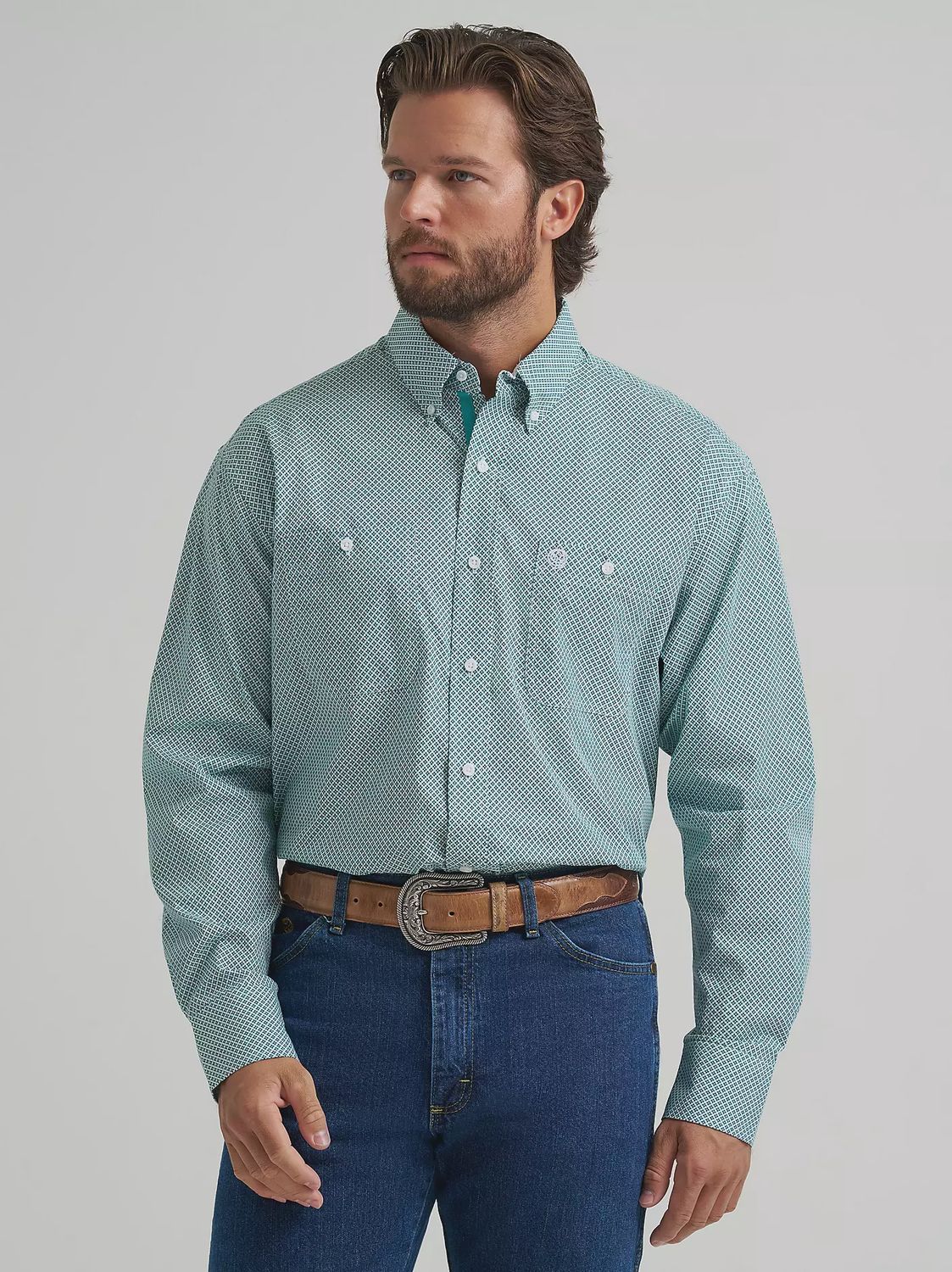 Wrangler Mens George Strait Collection Long Sleeve Button Down Two Pocket Shirt 112374540