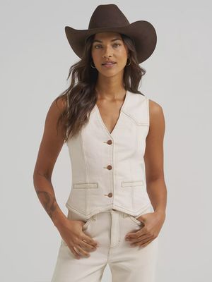 Wrangler Vintage Womens White Denim Vest 112375255