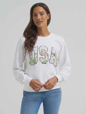Wrangler Womens USA Crew Puff Sweatshirt 112373008