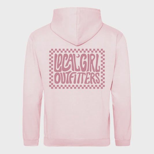 Local Girl Ladies Baby Pink LG Brushwood Hoodie Checkered Charm L5130033