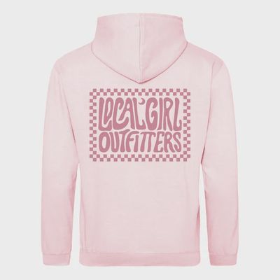 Local Girl Ladies Baby Pink LG Brushwood Hoodie Checkered Charm L5130033