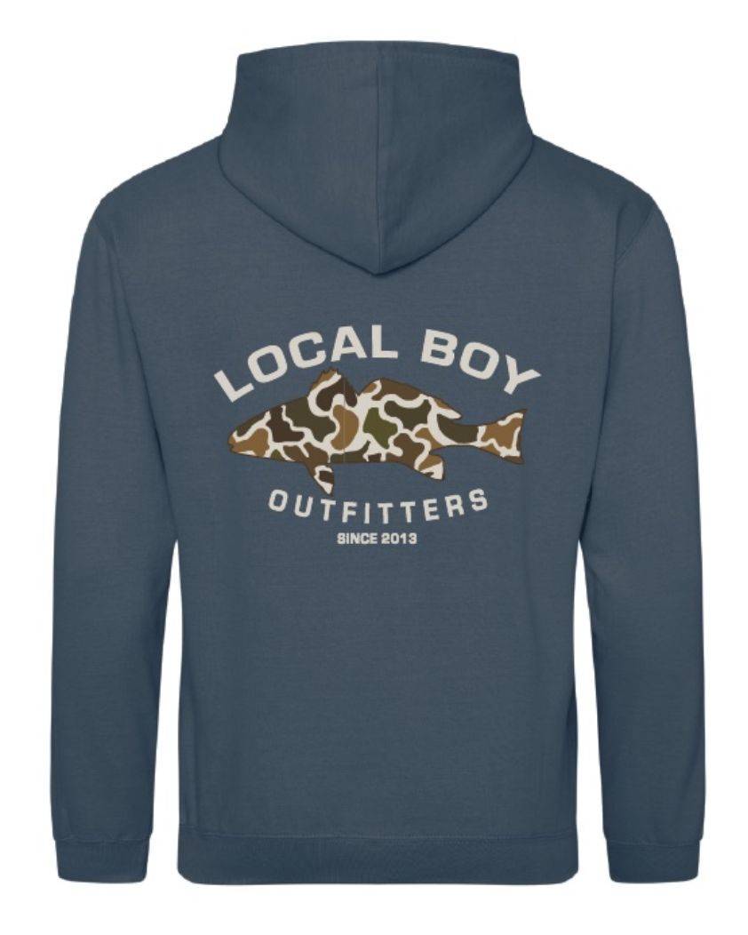 Local Boy Mens Vintage Redfish Hoodie Airforce Blue L1310027