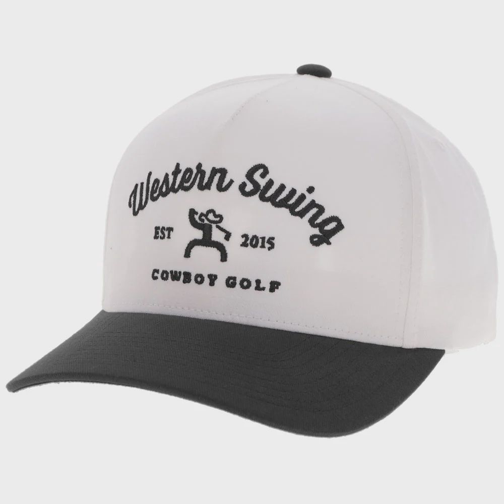 Hooey Mens Western Swing White 5 Panel Trucker with Black Embroidery Logo 2536T WHBK