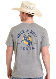 Rock&amp;Roll Men's Bronco Rider Graphic Tee Shirt BU21T08606