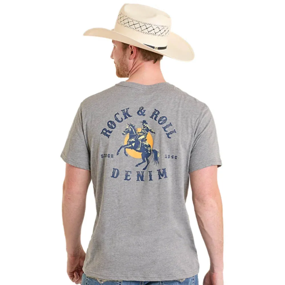 Rock&amp;Roll Men's Bronco Rider Graphic Tee Shirt BU21T08606