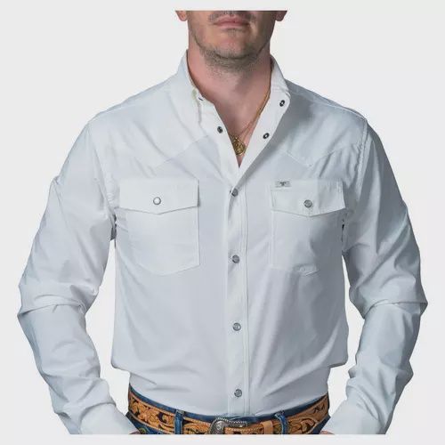 Ferrell Mens White Long Sleeve Snap Shirt FSL1002300
