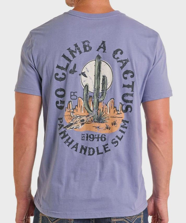 Panhandle Slim Men's Cactus PU21T06595 Indigo Graphic Tee