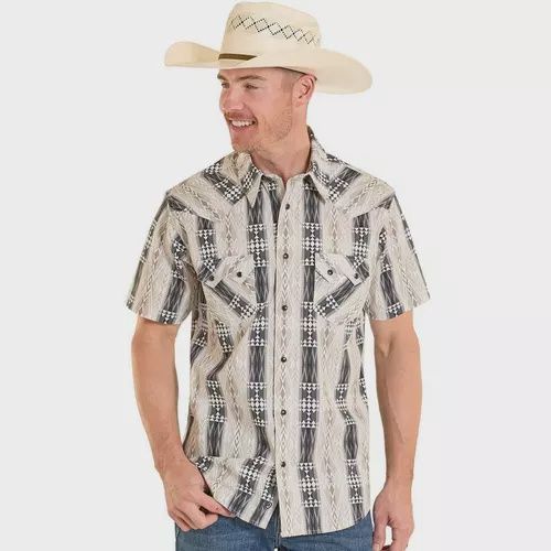 Rock &amp; Roll Denim Men's Aztec Stripe Print Snap Shirt BMN3S08301