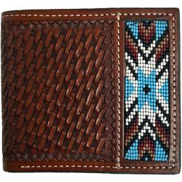 Twisted X Basket Weave Beaded Bifold XH1014B