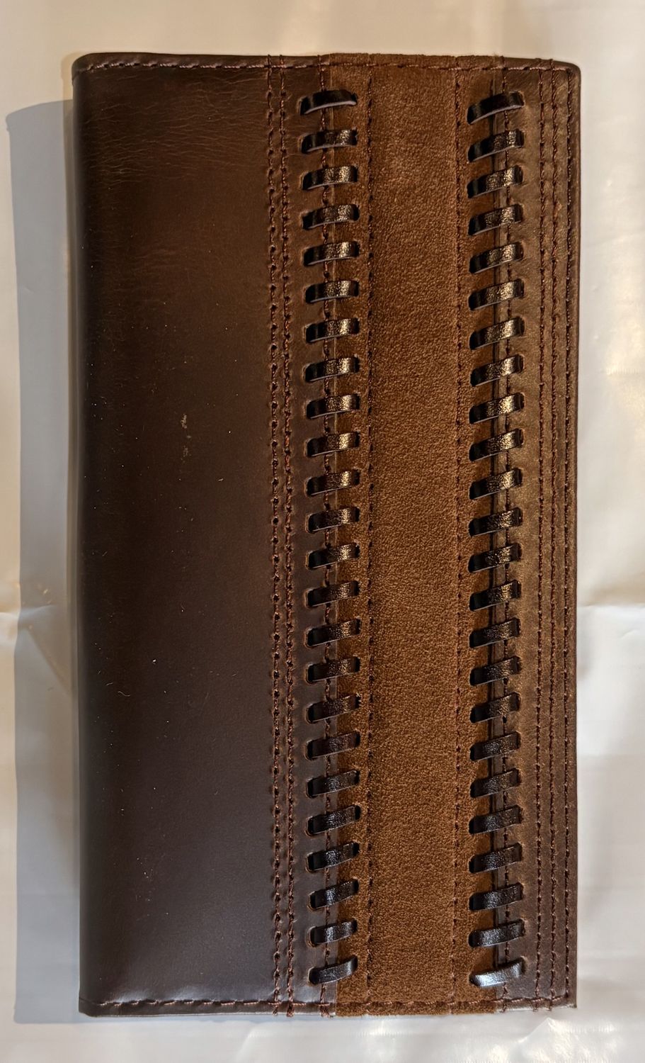 Justin Men's Brown Leather and Suede Trapunto Rodeo Wallet 2520575661