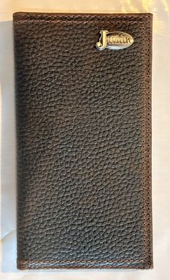 Justin Men's Genuine Leather Rodeo Wallet Oiled Brown Textured with Antique Silver Justin Logo 2512395665