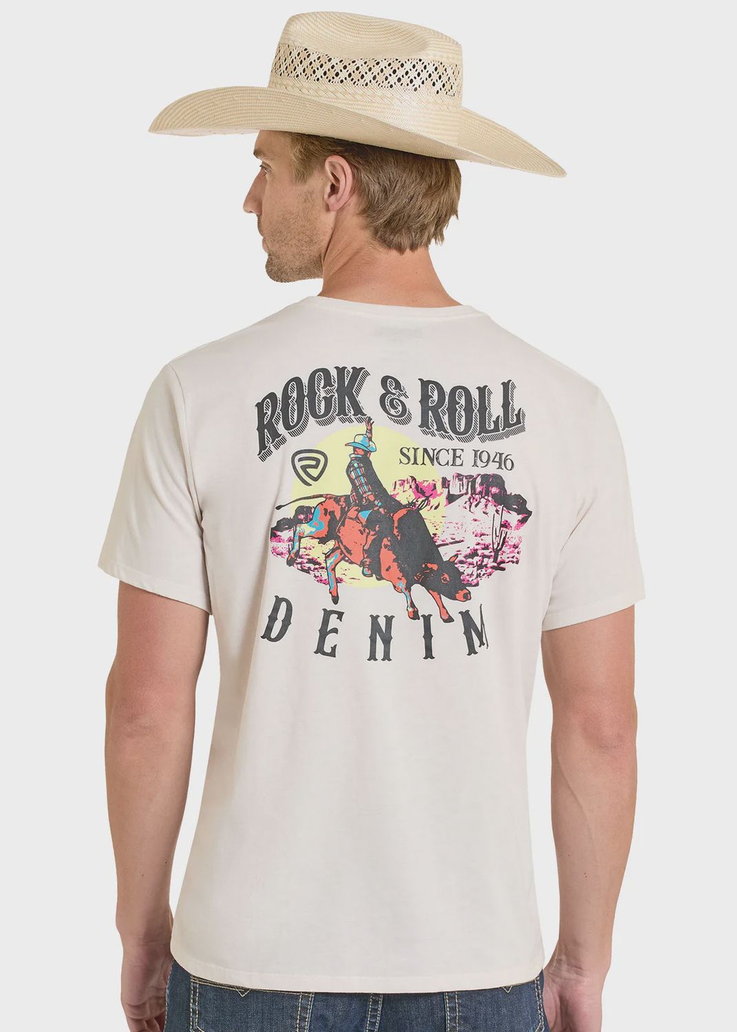 Rock And Roll Men's Bronco Riding Graphic T Shirt BU21T08601