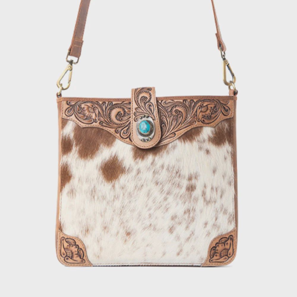 Myra Maple Creek Handtooled Bag in  Sandroot Brown S14287