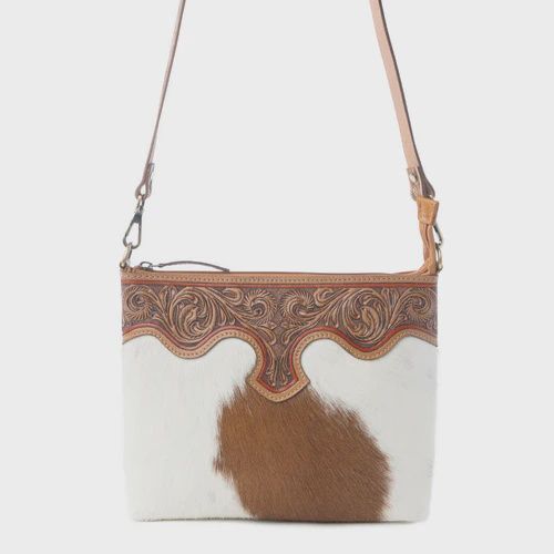 Myra Sienna Grace Handtooled Hairon Leather Bag S-13798