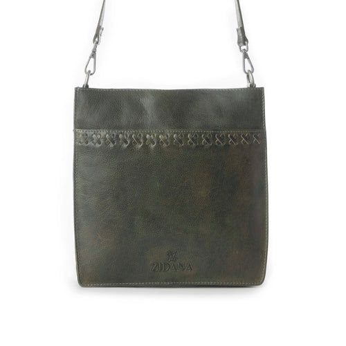 Myra Zidana Mirelle Woven Olive Leather Sling Bag S-13828