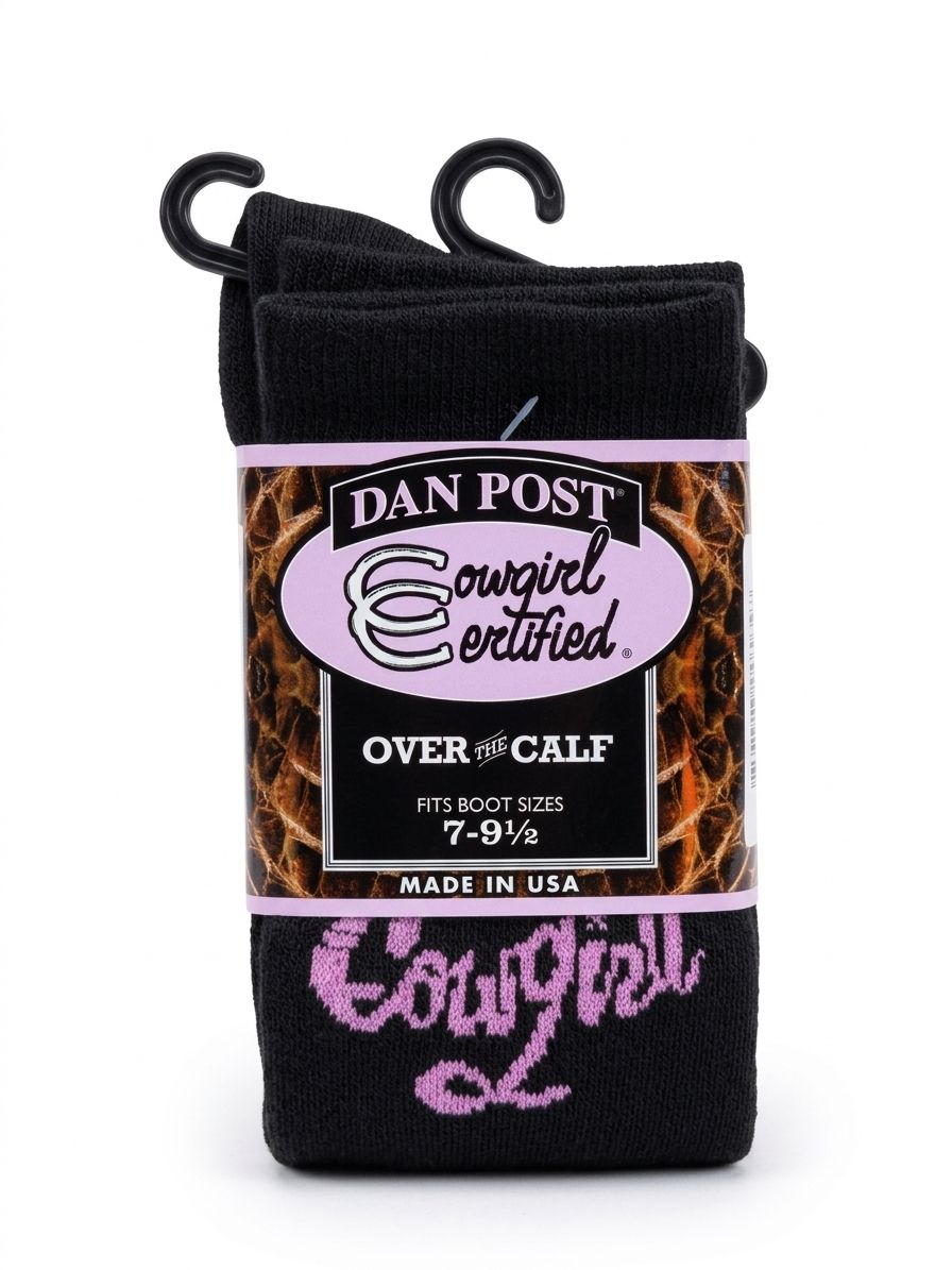 Dan Post Ladies Cowgirl Certified Black OTC Socks DPCGC9-D04