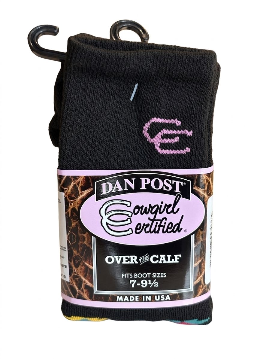 Dan Post Ladies Cowgirl Certified Indian Black OTC Socks DPCGC9-D06