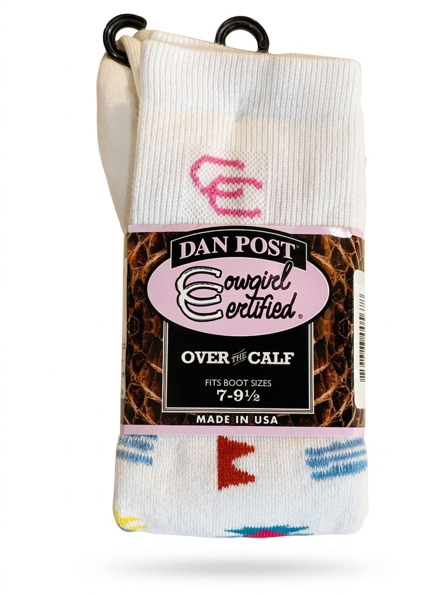Dan Post Ladies Cowgirl Certified Indian White OTC Socks DPCGC9-D03
