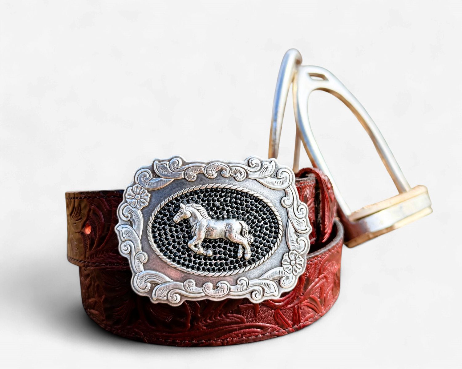 KLW Handmade Belt Women's Bridle Rose L3015