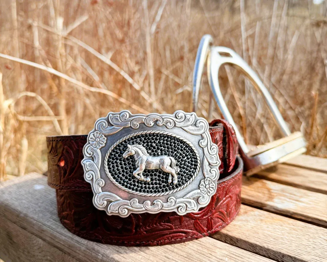 KLW Handmade Belt Women's Bridle Rose L3015