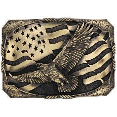 Montana Silversmiths Attitude Buckle Eagle and Flag Brass A947C