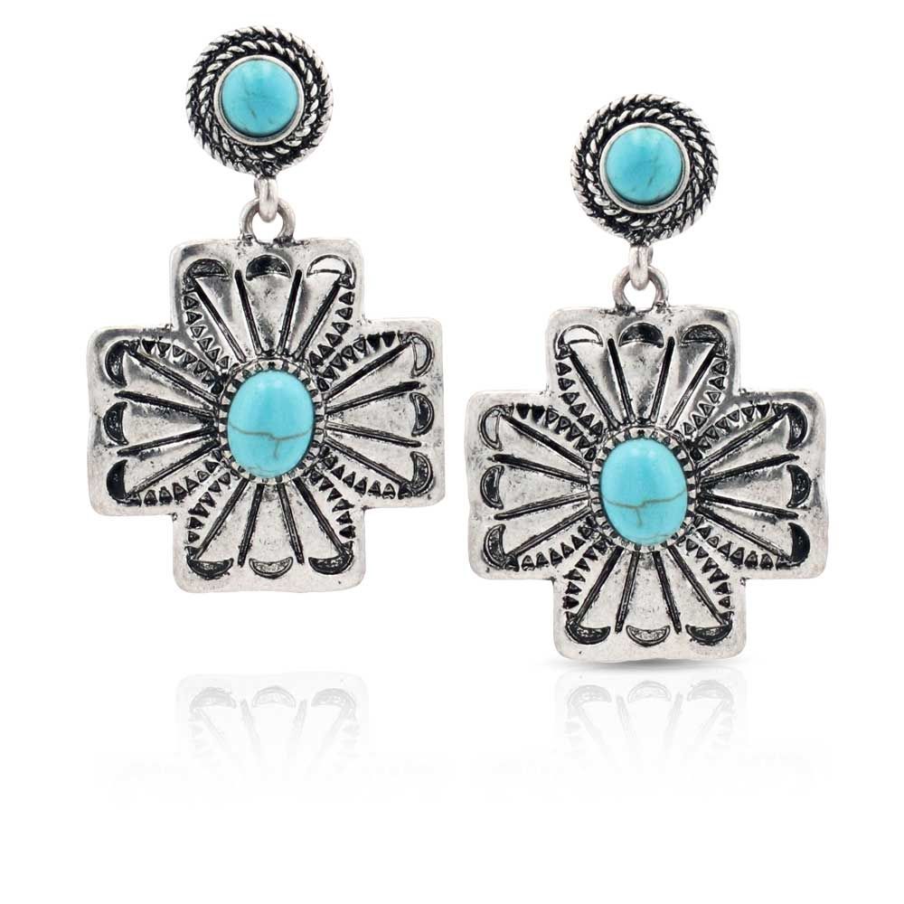 Montana Silversmiths Women's Petaled Turquoise Attitude Earrings AER5425