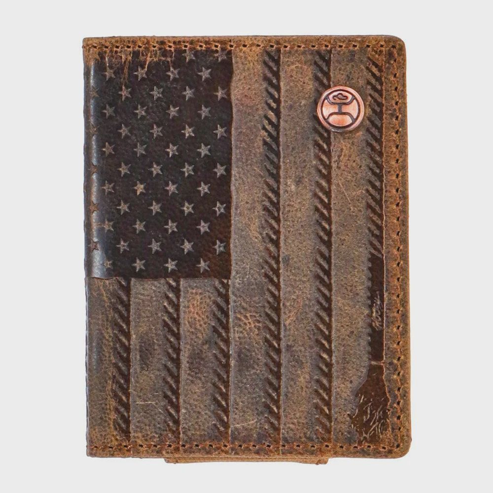 Hooey Liberty Rope Embossed Bi-Fold Money Clip Wallet with Hooey Logo Rivet HFW003BRBK